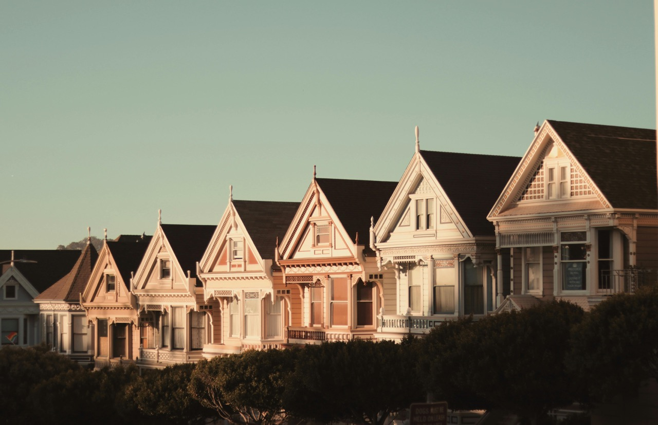 Row of Victorian-style houses with intricate details