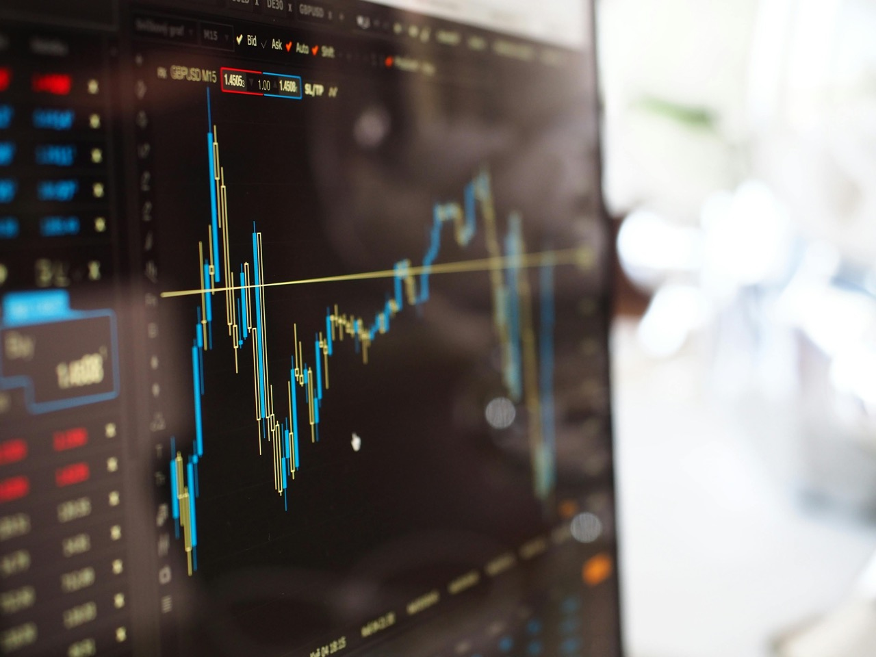 Stock market chart showing price fluctuations over time.