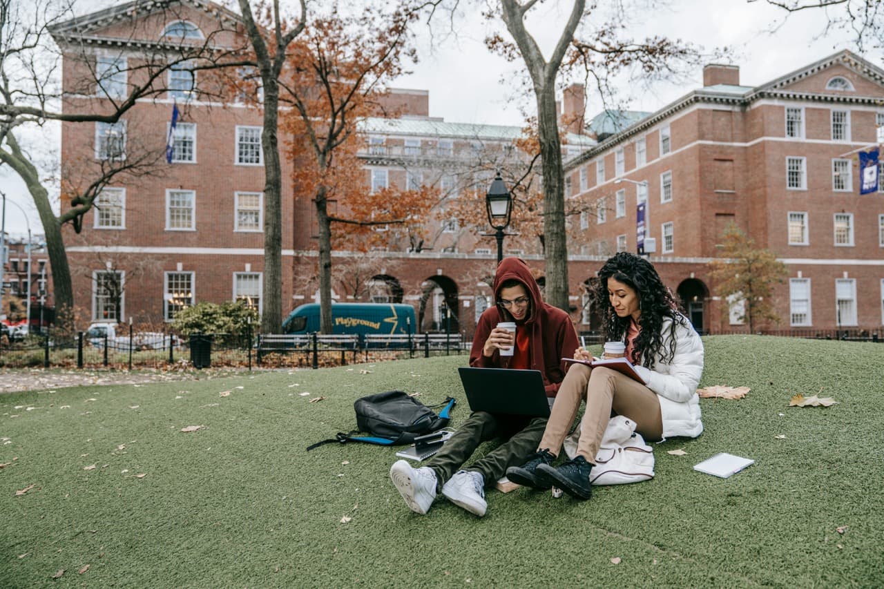 2 Students studying in a park